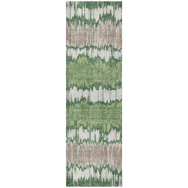 Dream Shag Premium Machine Washable Abstract ADS755 Green 2 ft. x 7 ft. Runner Rug