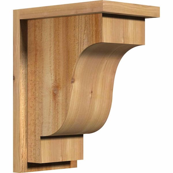 Ekena Millwork 8 in. x 12 in. x 16 in. Newport Rough Sawn Western Red Cedar Corbel with Backplate