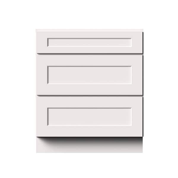 30 in. W x 24 in. D x 34.5 in. H Ready to Assemble Solid Wood Frame Shaker Drawer Base Kitchen Cabinet in White