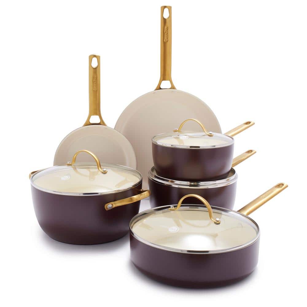 Reserve Ceramic Nonstick 12 Frypan with Helper Handle and Lid | Merlot  with Gold-Tone Handles