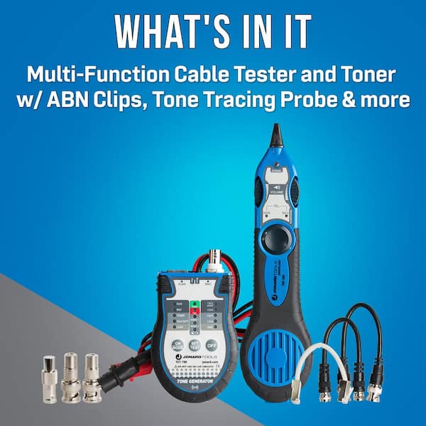 Coax and Network Cable Tester Tone and Probe Kit Plus with ABN Clips