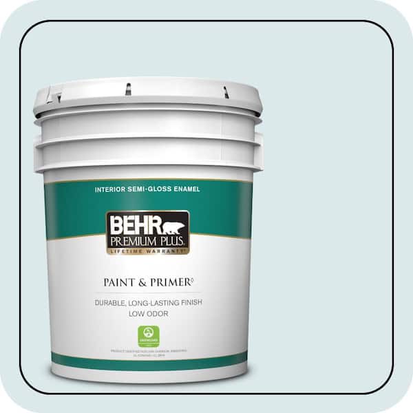 BEHR PREMIUM PLUS 5 gal. #540E-1 Wave Crest Semi-Gloss Enamel Low Odor Interior Paint & Primer