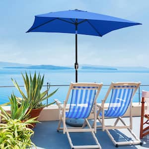 6.5 ft. Steel Crank and Tilt Square Market Patio Umbrella in Blue