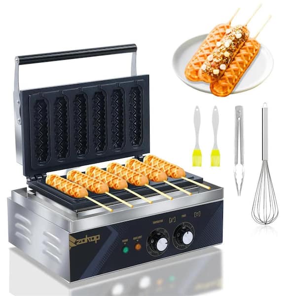 Karl home 1550-Watt Stainless Steel 6 Grids Waffle Cone Commercial Non-Stick Electric Waffle Maker