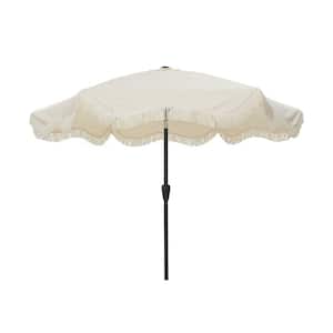 9 ft. Unique Design Crank Design Outdoor Market Umbrella in Milky White with Full Fiberglass Rib