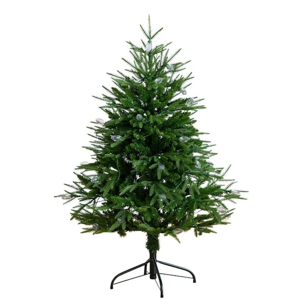 4 ft. Pre-Lit Artificial Luxembourg Pine Christmas Tree with 120-Multicolored Traditional Bulb LED Lights