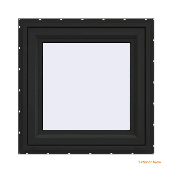 24 in. x 24 in. V-4500 Series Bronze FiniShield Vinyl Right-Handed Casement Window with Fiberglass Mesh Screen