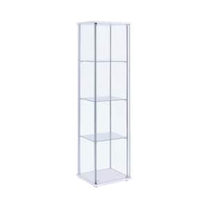 White and Clear Curio Cabinet with 4 Glass Shelves