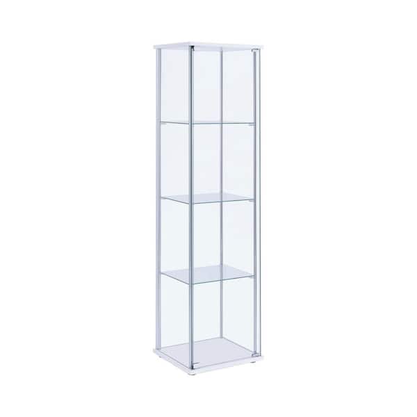 Coaster White and Clear Curio Cabinet with 4 Glass Shelves