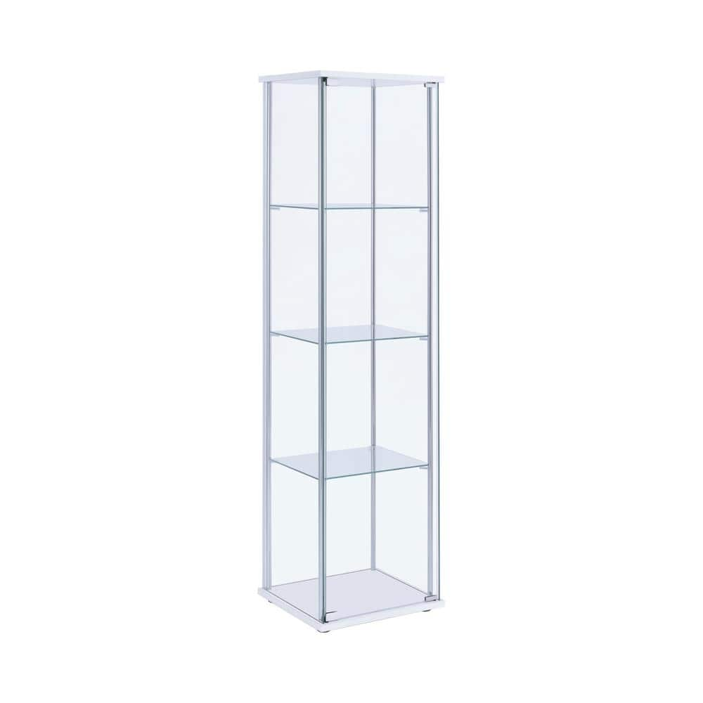 Rectangular 4-shelf Curio Cabinet White and Clear