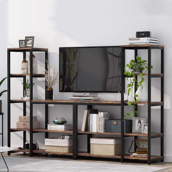 Trinity Bookshelf With Doors Industrial Bookcase With 4 Tiers Open Storage  Shelf For Bedroom, Living Room, Home Office, Brown : Target