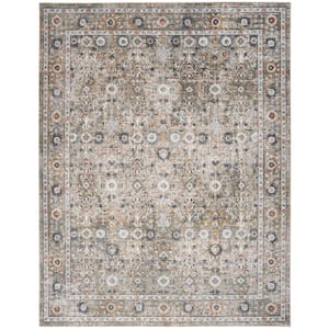 Astra Machine Washable Gold Grey 8 ft. x 10 ft. Distressed Traditional Area Rug