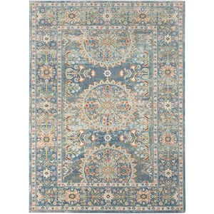 Bohemian 2 ft. X 3 ft. Blue Border, Medallion, Oriental Area Rug