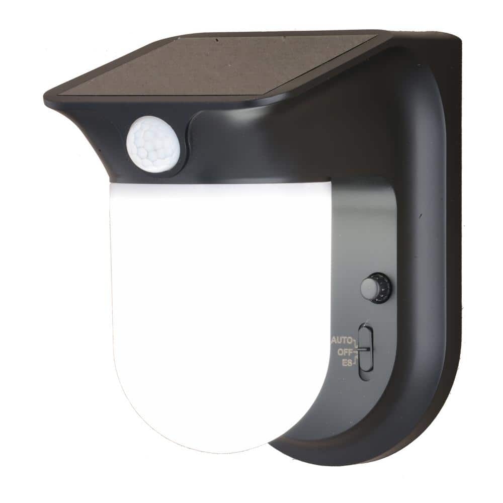Black Solar Powered Motion-Sensing LED Outdoor Security Wall Light
