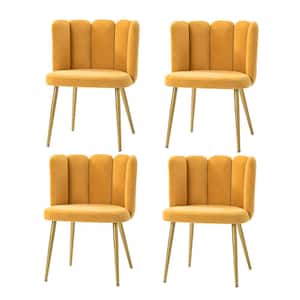 Bona Mustard Side Chair with Metal Legs Set of 4