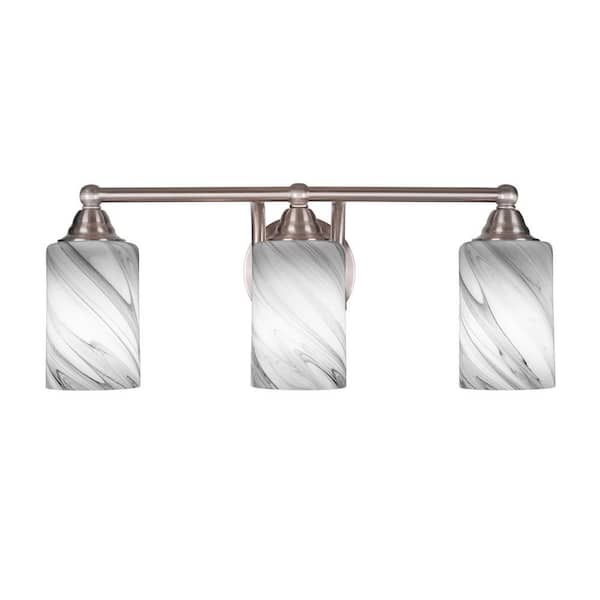 Unbranded Madison 6.5 in. 3-Light Bath Bar, Brushed Nickel, Onyx Swirl Glass Vanity Light