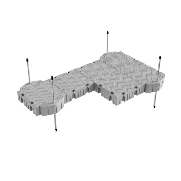 Flexx 16 ft. P-Shaped Floating Dock Package with Pipe Guides