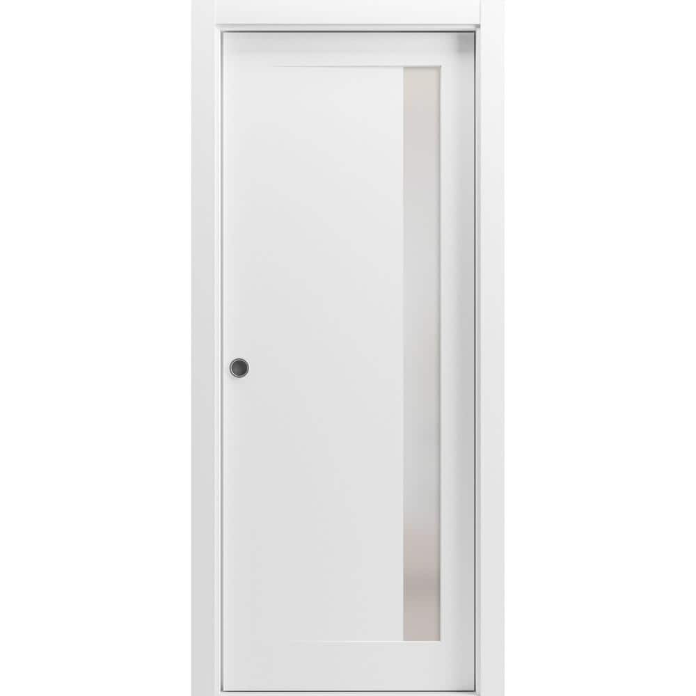 30 in. x 84 in. 1-Panel Painted White Finished Solid Wood Sliding Door with Hardware price history on PriceWatchPro