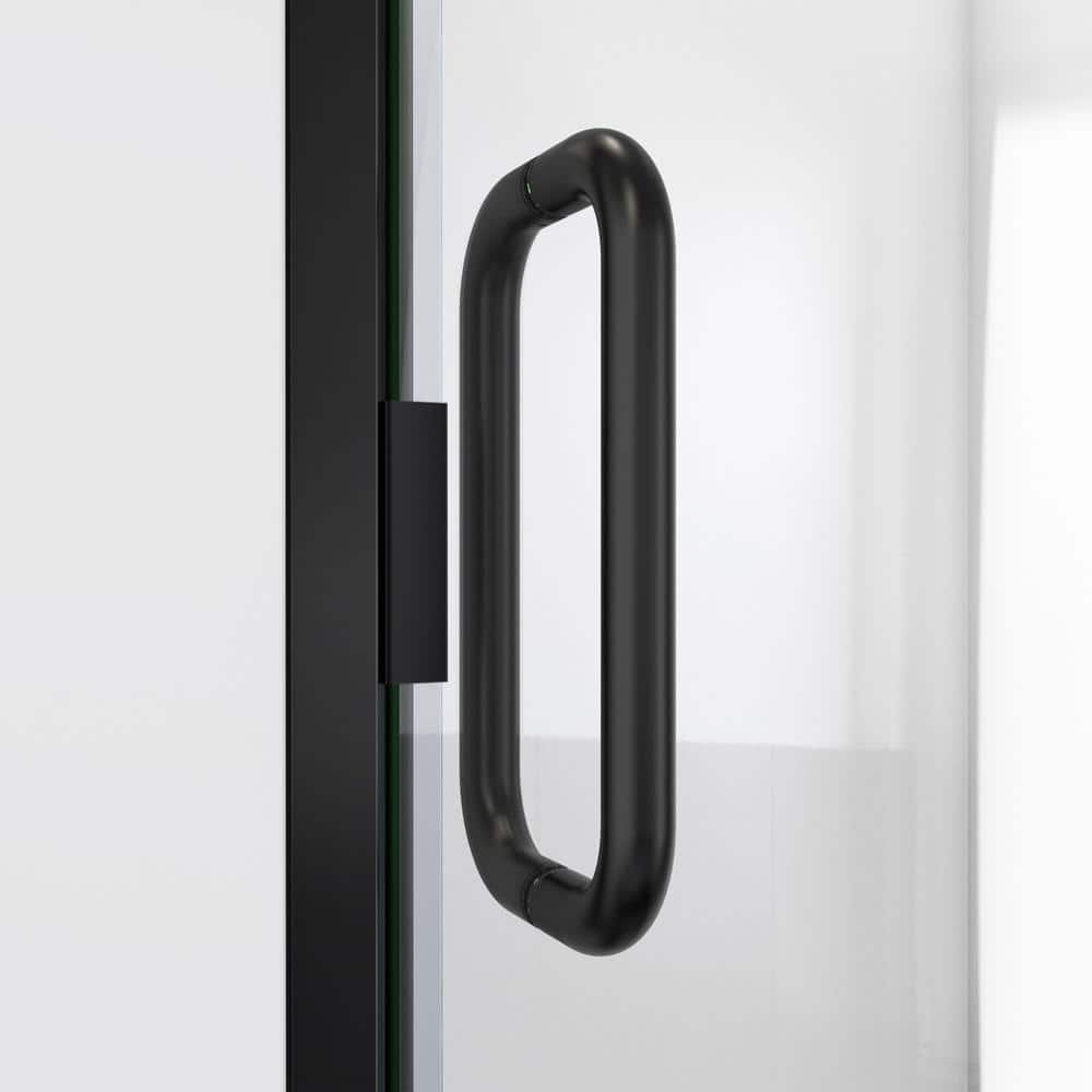 Matte Black and Clear Glass Semi-Frameless Swing Shower Door