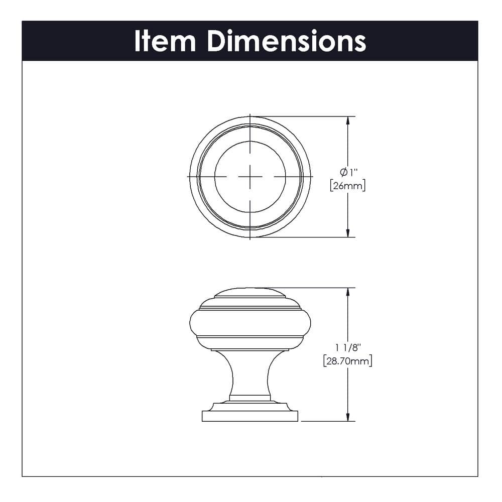 1-Inch Satin Nickel Round Cabinet Knob with Mounting Hardware