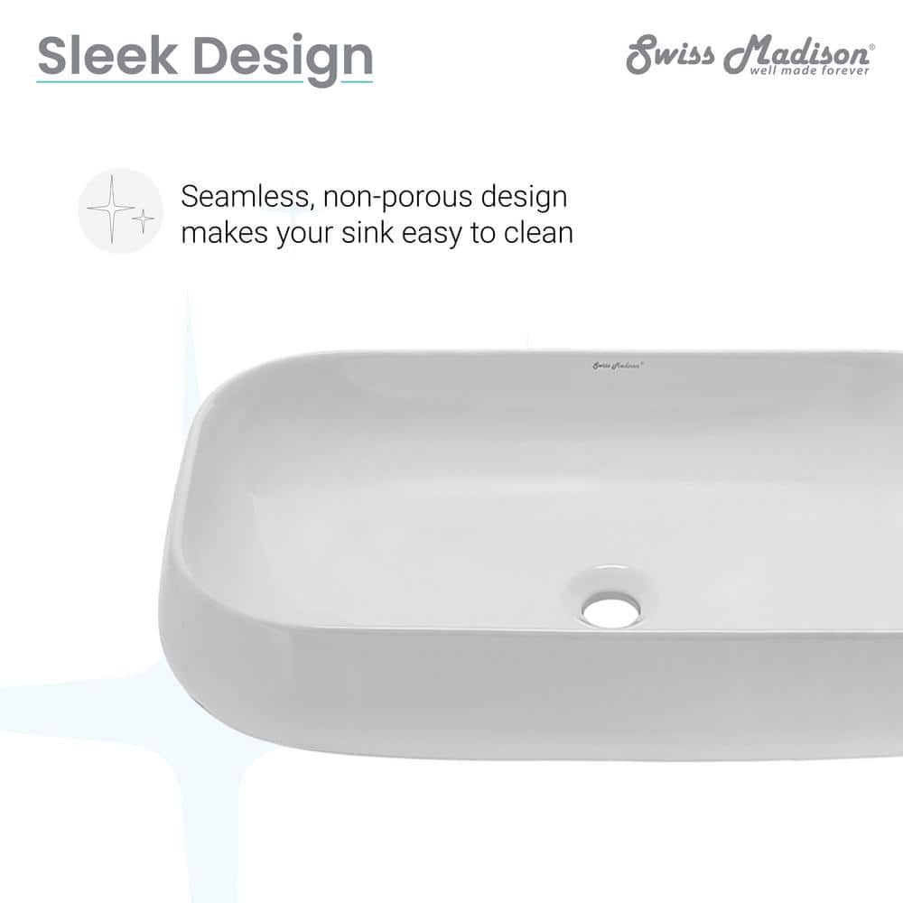 Chateau 28-Inch Glossy White Ceramic Vessel Sink