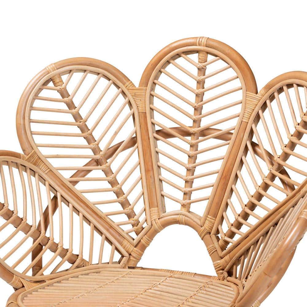 Eliava Natural Brown Handcrafted Rattan Geometric Accent Chair