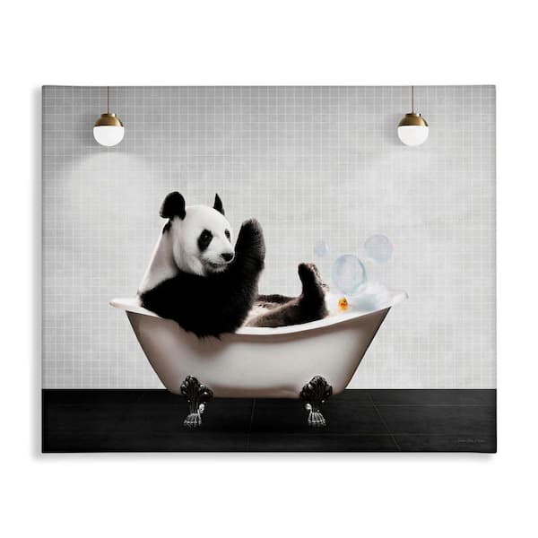 Stupell Industries Panda in Modern Bubble Bath by Seven Trees Design Unframed Animal Graphic Art Print 16 in. x 20 in.