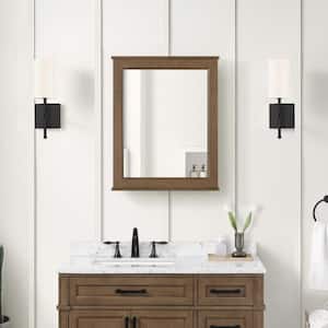 Caville 24 in. W x 30 in. H Rectangular Brown Surface Mount Medicine Cabinet with Mirror in Almond Latte