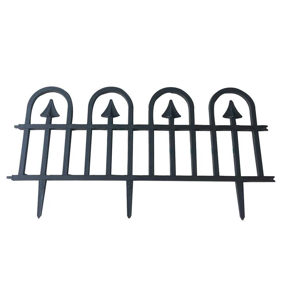 Abba Patio 24.4 in. x 12.5 in. Black Recycled Plastic Garden Fence ...