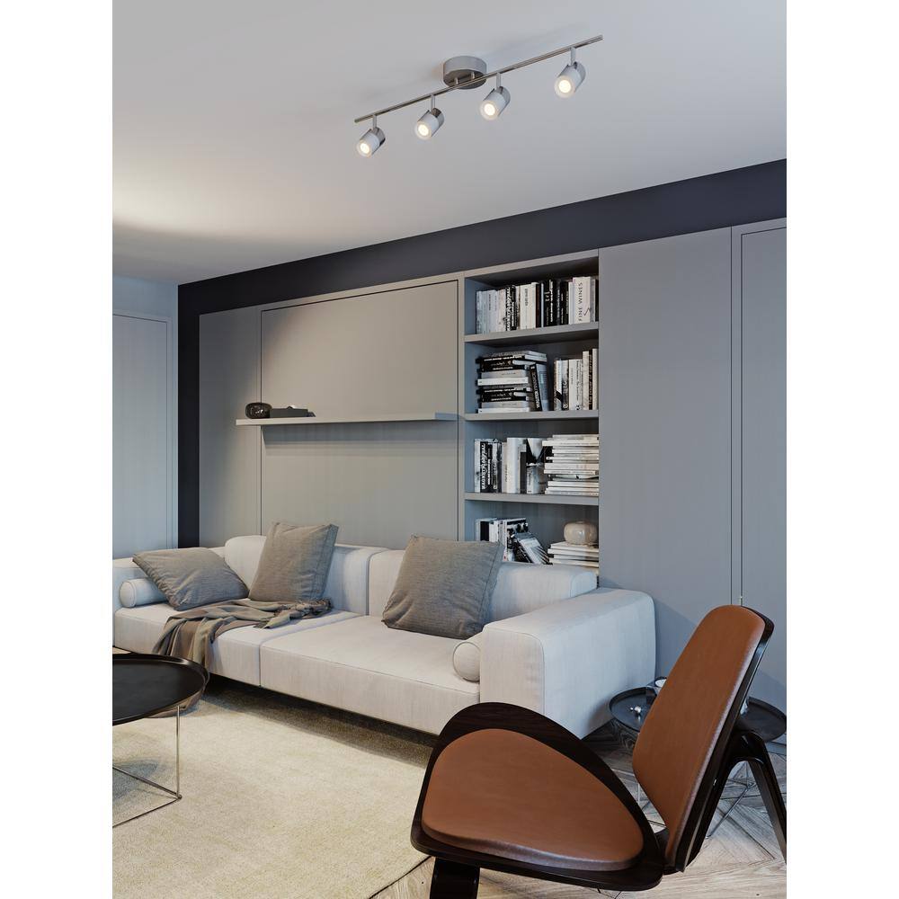 Satin Nickel and White LED Track Ceiling Light