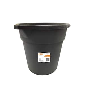 14 qt. Gray Round Plastic Cleaning Bucket with Steel Handle