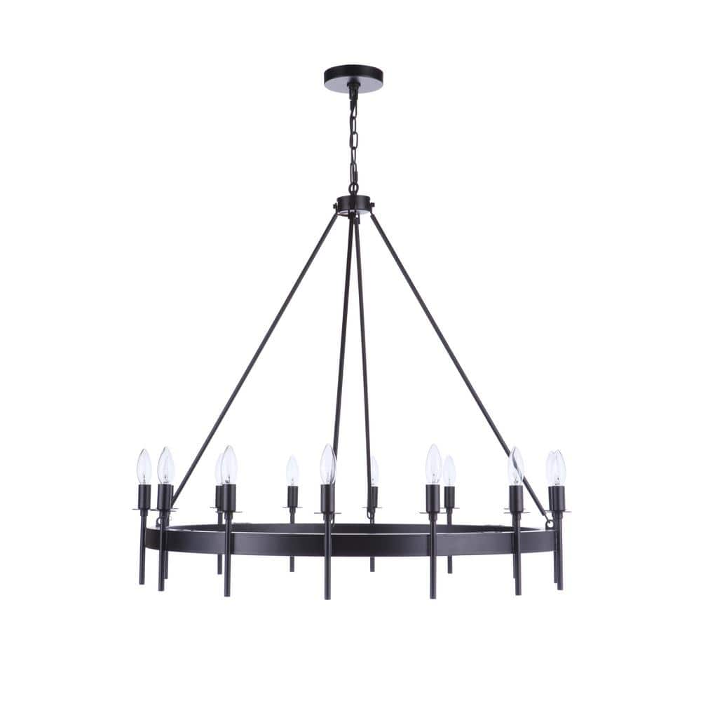 Larrson 14-Light Flat Black Iron Candle Chandelier
