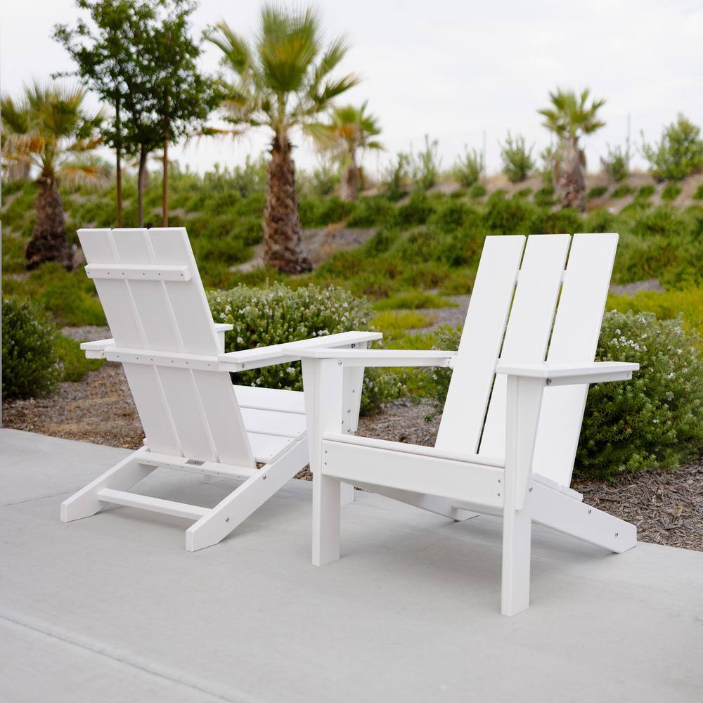 Arcadia White HDPE Outdoor Adirondack Chair Set