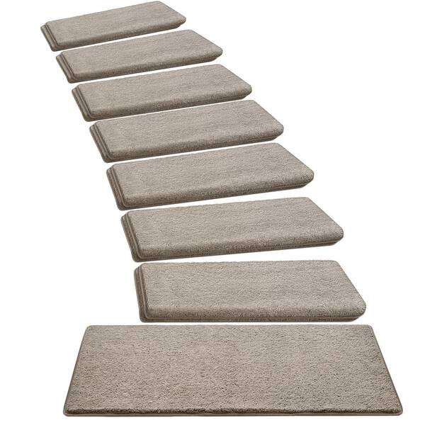 PURE ERA Plush Cream Gray 9.5 in. x 30 in. x 1.2 in. Bullnose Polyster ...