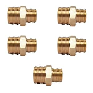 3/4 in. x 1/2 in. MIP Brass Pipe Hex Reducing Nipple Fitting (5-Pack)