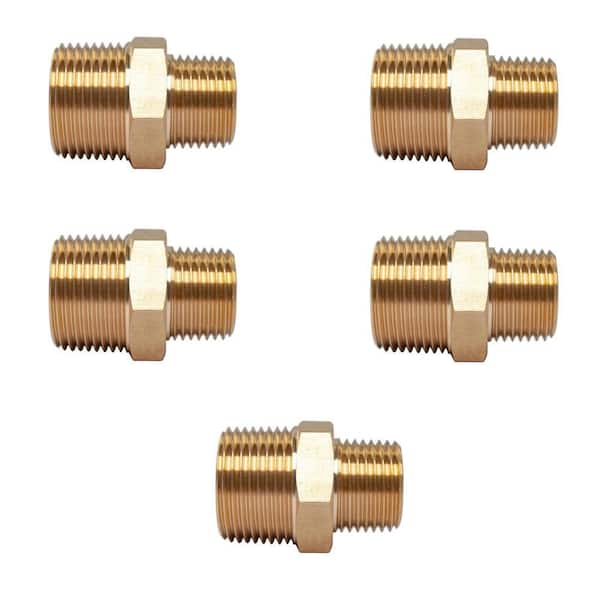 LTWFITTING 3/4 in. x 1/2 in. MIP Brass Pipe Hex Reducing Nipple Fitting (5-Pack)