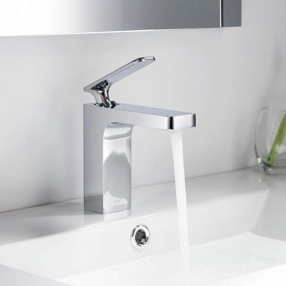 Chrome Single-Handle Modern Bathroom Faucet with Pop-Up Drain