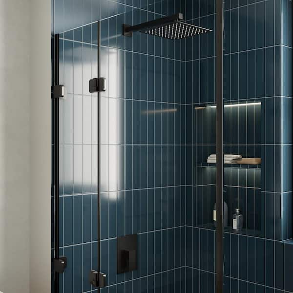 Crozet 1-Spray 1.8 GPM 10 in. Wall Mount Fixed Shower Head Shower Faucet with Pressure Balance in Matte Black