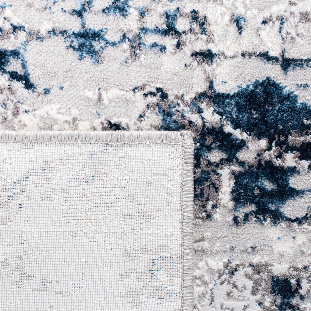 Hand-Knotted Dreamy Grey/Blue Abstract Round Rug