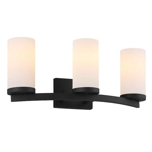Design House Desta 22.38 in. W 3-Light Matte Black Vanity Light with Curved Bar