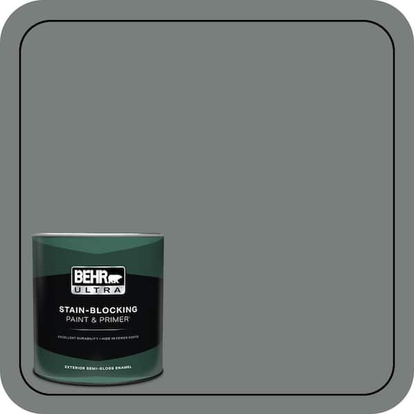 BEHR ULTRA 1 qt. #PPU25-18 Shutter Gray Semi-Gloss Enamel Exterior Paint & Primer