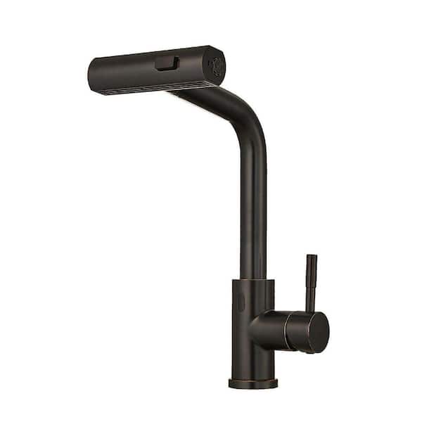 Single Handle Pull Out Sprayer Touchless Kitchen Sink Faucet 360° Spout Swivel Smart Tap 14.5 in. Oil Rubbed Bronze
