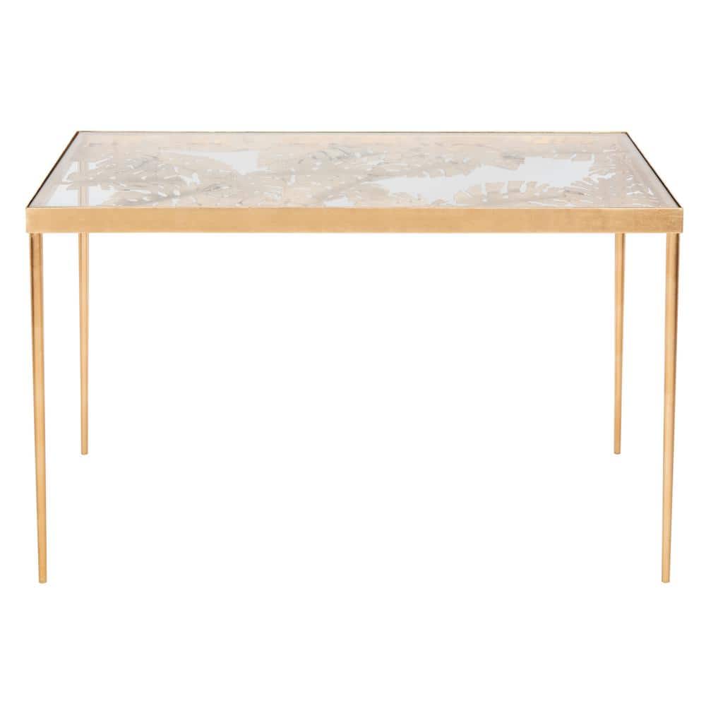 47'' Luxurious Gold Leaf Palm Leaf Glass Home Office Desk