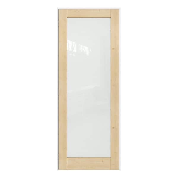 ARK DESIGN 32 in. x 80 in. 1-Lite Frosted Glass Right Solid Core Unfinished Pine Wood Single Prehung Interior Door + Separate Jamb