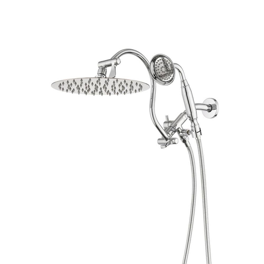 1-Spray 10 in. Wall Mount Dual Fixed and Handheld Shower Head 1.8 GPM Head in Chrome price history on PriceWatchPro