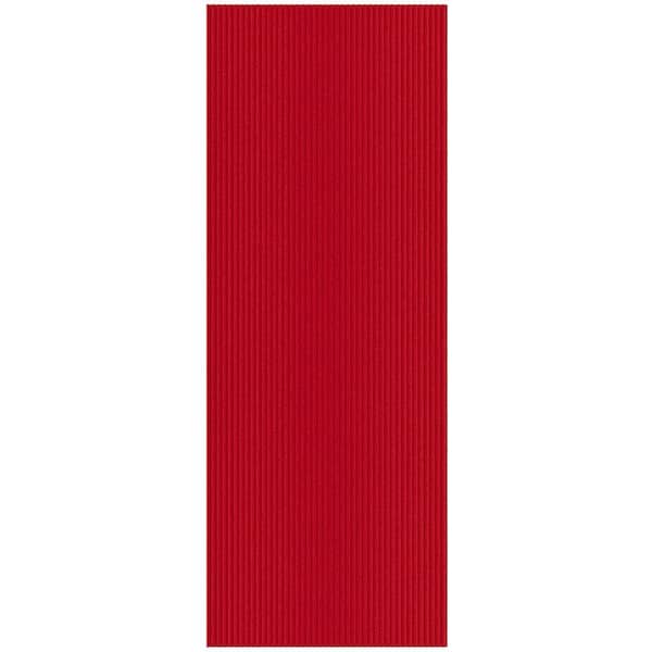 Lifesaver Scrape Rib Non-Slip Custom Cut Long Hallway Runner Rug, 3 ft. 11 in. x 25 ft. Red, Polyester Garage Flooring
