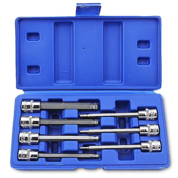 SAE Ball End Long Standard Allen Hex Bit Socket Set (7-Piece)