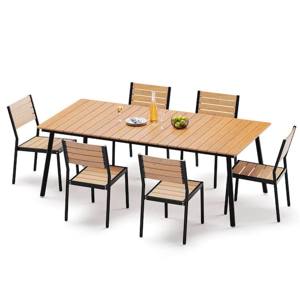 Wpc Tabletop Crestlive Products 7-Piece Aluminum Outdoor Dining Set WPC Tabletop 6 ...