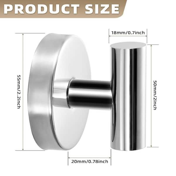 4-Pack Suction Cup Hook for Towel, Robe and Loofah, No Drill Mounting, Tile and Smooth, Non-Porous Surface, Chrome