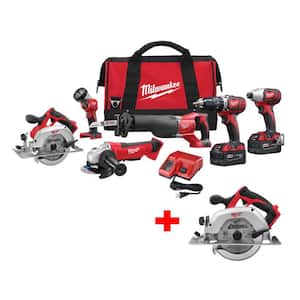 M18 18V Lithium-Ion Cordless Combo Kit (6-Tool) with Free M18 18V 6 1/2 in. Circular Saw
